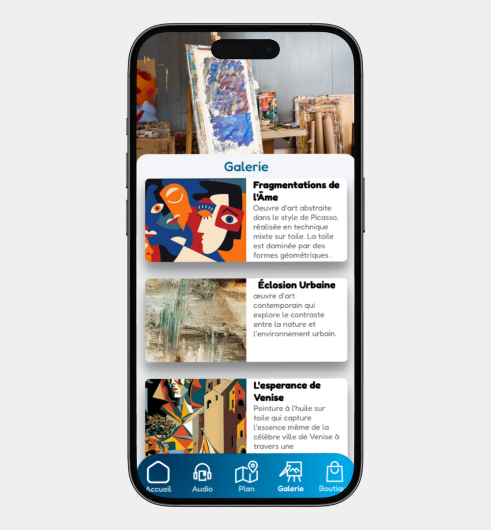 Smartphone représentant une galerie d'art